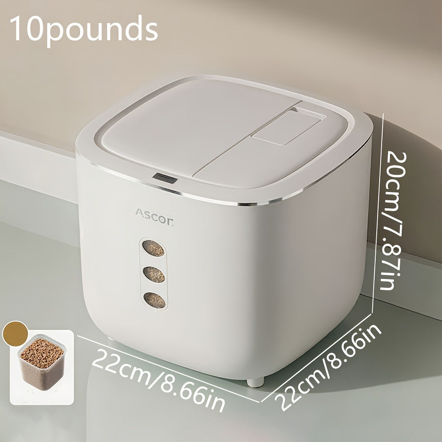 10LB Sealed Pet Food Storage Container | Heavy-Duty Square PP Dispenser with Flip Lid, Easy to Clean, Suitable for Kitchen Pantry - Image 2