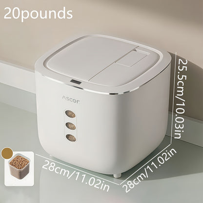 20LB Sealed Pet Food Storage Container | Heavy-Duty Square PP Dispenser with Flip Lid, Easy to Clean, Suitable for Kitchen Pantry - Image 2