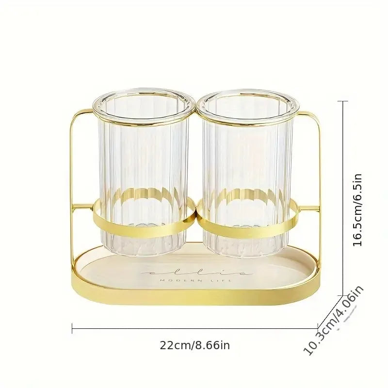Transparent gold ink color  Luxury Wall-Mounted Cutlery Holder, Household Knife Fork Spoon Organizer, New Kitchen Utensil Drainer and Chopstick Container, Tableware Storage Rack - Image 8