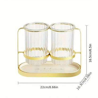Transparent gold ink color  Luxury Wall-Mounted Cutlery Holder, Household Knife Fork Spoon Organizer, New Kitchen Utensil Drainer and Chopstick Container, Tableware Storage Rack - Image 8