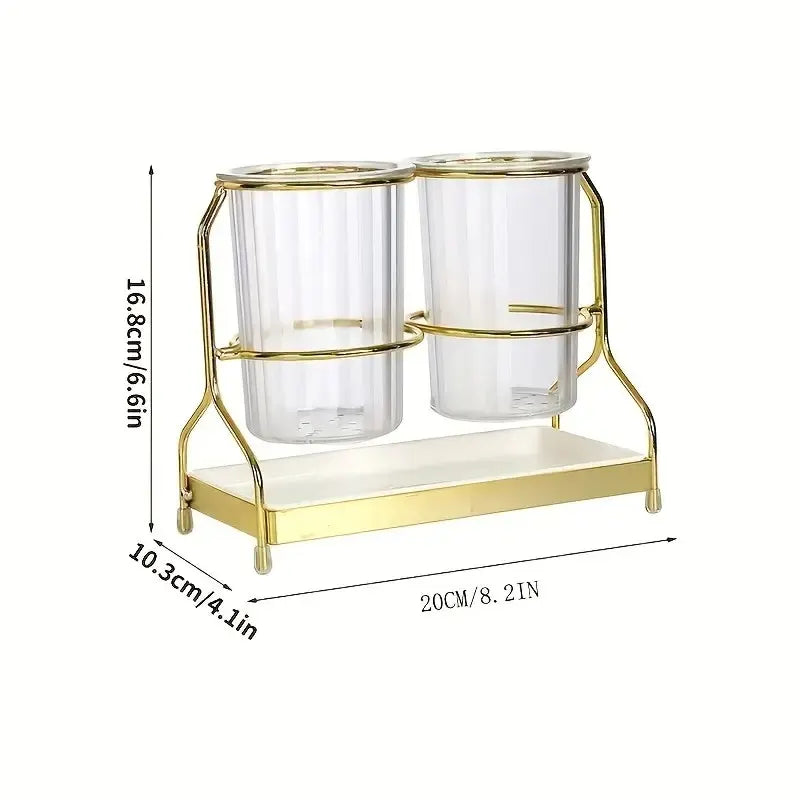 Transparent gold ink color  Luxury Wall-Mounted Cutlery Holder, Household Knife Fork Spoon Organizer, New Kitchen Utensil Drainer and Chopstick Container, Tableware Storage Rack - Image 9