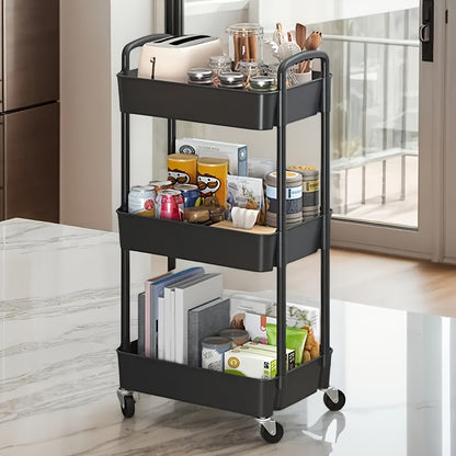 Four-Tier Rolling Cosmetics Storage Rack - Made of durable plastic, equipped with 360-degree swivel casters, strong load-bearing capacity - Suitable for bathroom, bedroom, kitchen, and home storage | White - Image 9