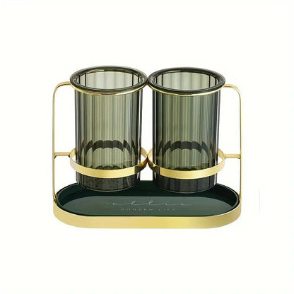 Dark green Luxury Wall-Mounted Cutlery Holder, Household Knife Fork Spoon Organizer, New Kitchen Utensil Drainer and Chopstick Container, Tableware Storage Rack - Image 9