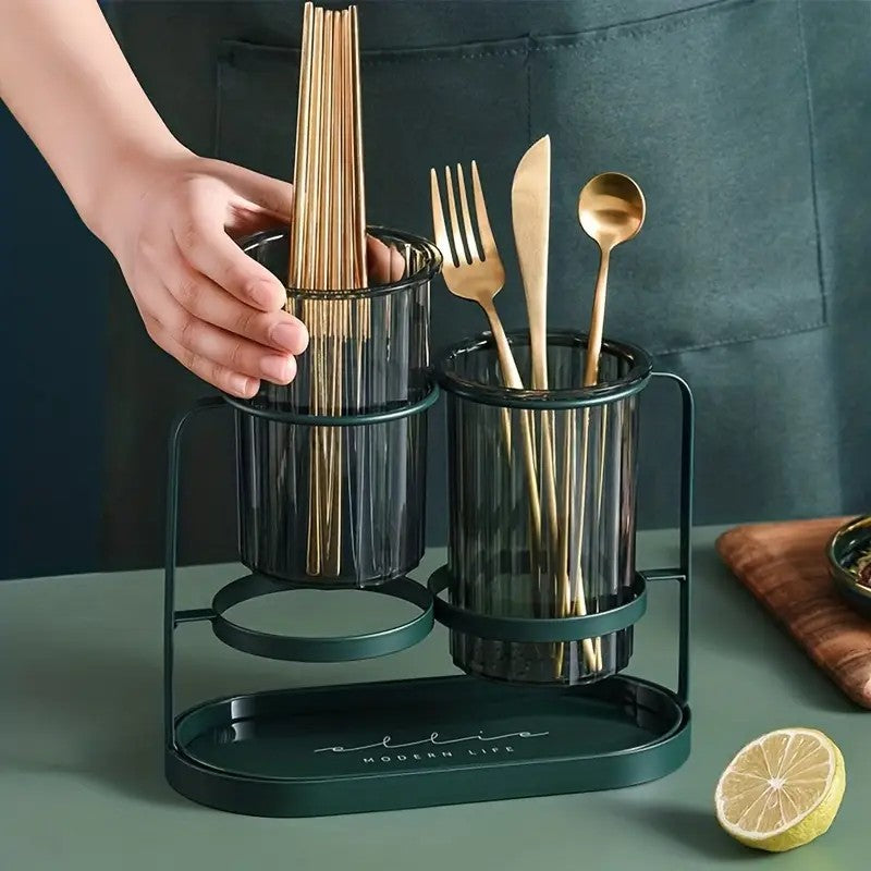 Luxury gold  Luxury Wall-Mounted Cutlery Holder, Household Knife Fork Spoon Organizer, New Kitchen Utensil Drainer and Chopstick Container, Tableware Storage Rack - Image 5