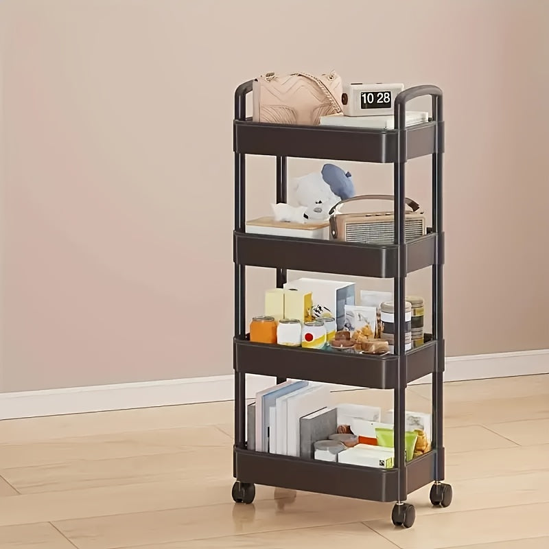 Five-Tier Rolling Cosmetics Storage Rack - Made of durable plastic, equipped with 360-degree swivel casters, strong load-bearing capacity - Suitable for bathroom, bedroom, kitchen, and home storage | black - Image 9
