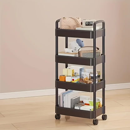 Five-Tier Rolling Cosmetics Storage Rack - Made of durable plastic, equipped with 360-degree swivel casters, strong load-bearing capacity - Suitable for bathroom, bedroom, kitchen, and home storage | black - Image 9