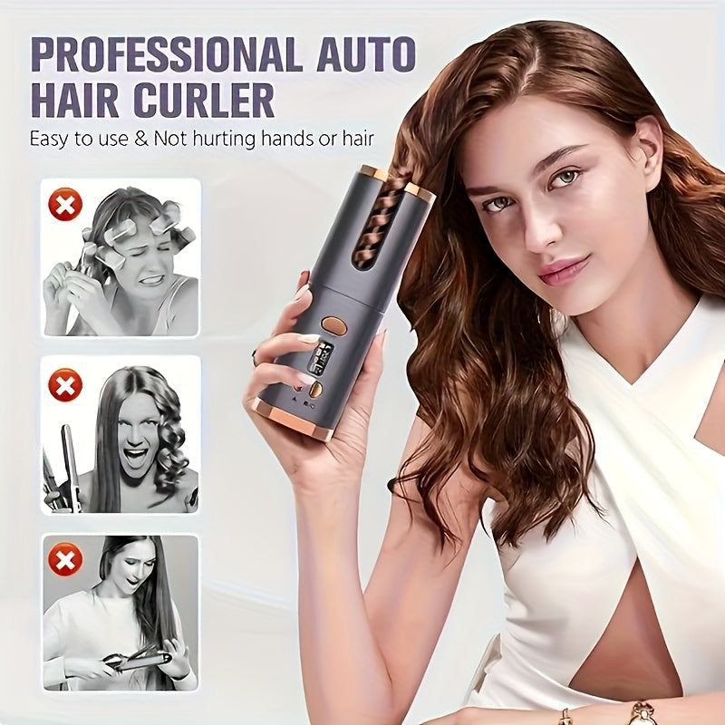 USB LCD Wireless Charging Automatic Portable Hair Curler Smart Home Personal Care Appliance Mini Hair Curling Iron, Stylish Design, Multiple Colors Available - Image 7