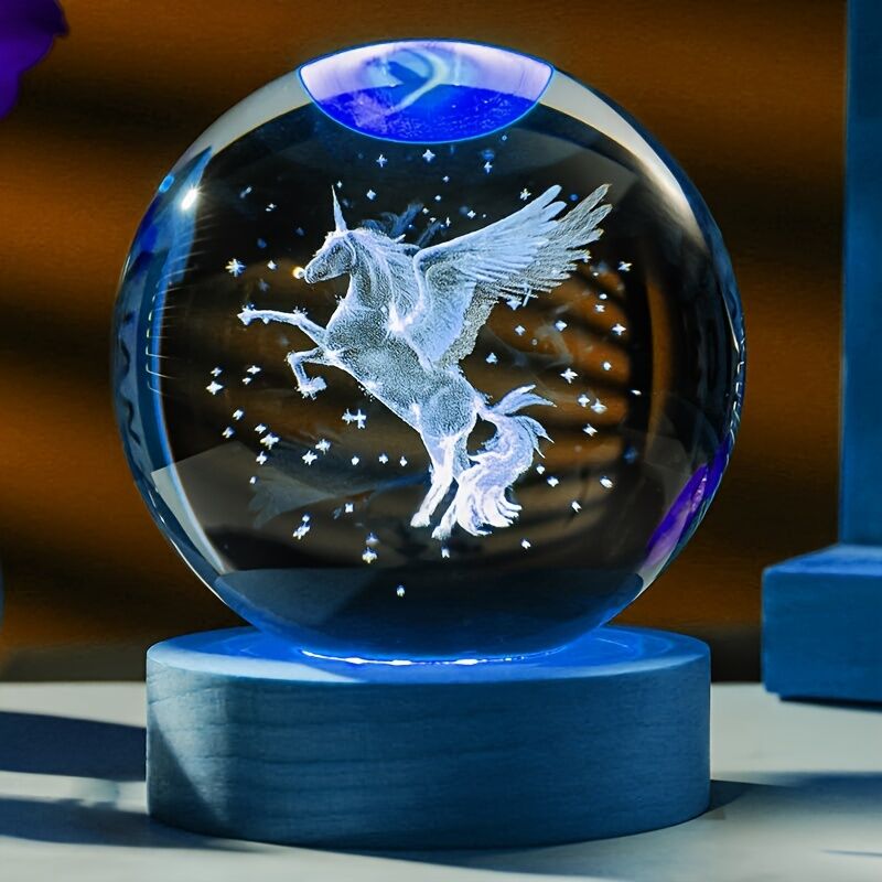 "Starry Night by Your Side": North American Black Walnut Crystal Night Light, featuring a 7.5cm solid wood base that cradles gentle light and shadow, accompanying you through quiet reading and peaceful sleep, illuminating every moment of serenity. - Image 4