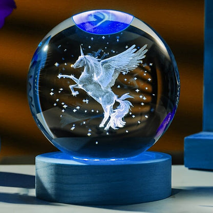 "Starry Night by Your Side": North American Black Walnut Crystal Night Light, featuring a 7.5cm solid wood base that cradles gentle light and shadow, accompanying you through quiet reading and peaceful sleep, illuminating every moment of serenity. - Image 4