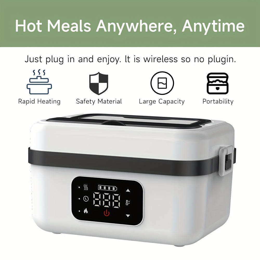 Electric Heating Insulated Lunch Box | 304 Stainless Steel Portable Insulated Storage Container, Suitable for Office, Camping, Picnics | Compact Insulated Food Container with Charging Function, No Water Needed(white) - Image 2