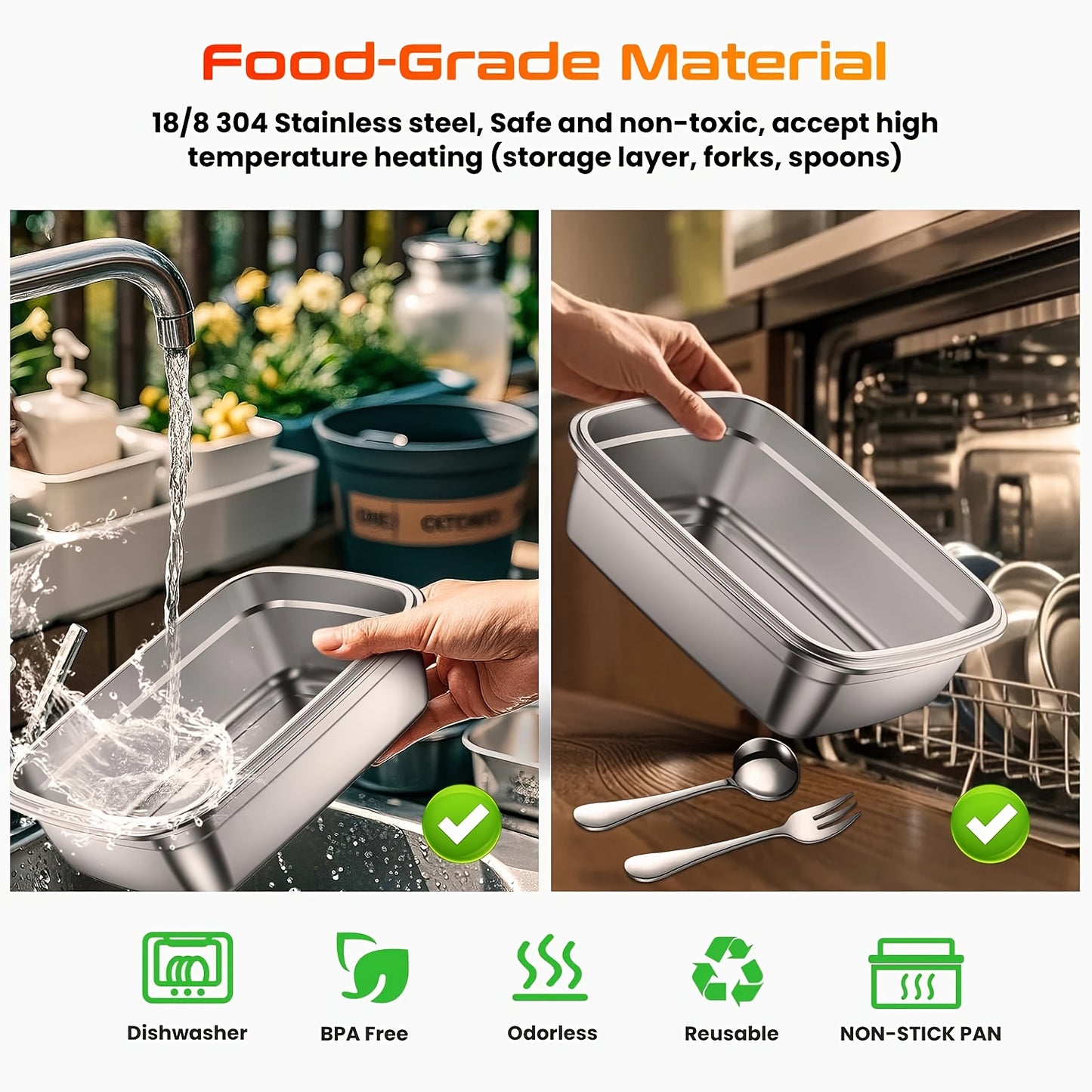 Electric Heating Insulated Lunch Box | 304 Stainless Steel Portable Insulated Storage Container, Suitable for Office, Camping, Picnics | Compact Insulated Food Container with Charging Function, No Water Needed(white) - Image 6