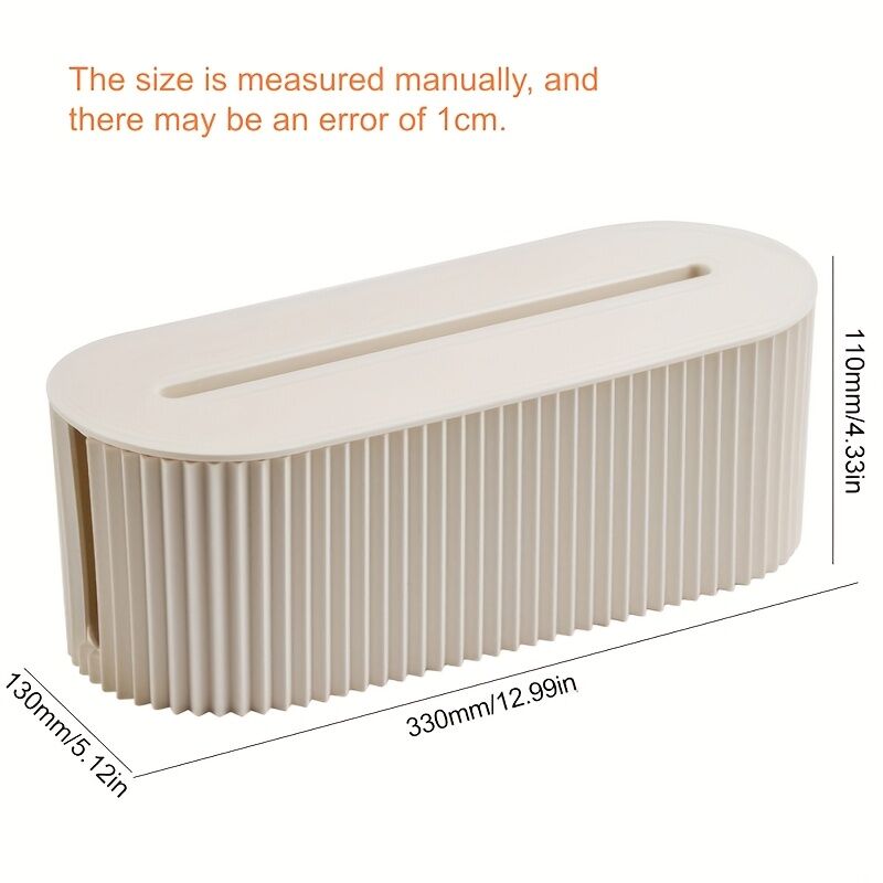 One Lidded Cable Management Box — Suitable for Desk and TV Cables, Perfect for Home Office, Gaming Setups, and Living Room Storage | Power Strip Organizer, Neat Appearance, Efficient Compartment Design （Light khaki） - Image 7