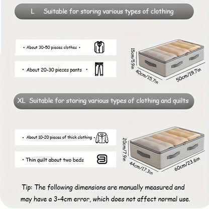 Large Storage Organizer Bag - Made from heavy-duty non-woven fabric with transparent windows, multi-layer clothing storage box suitable for wardrobes, under-bed, and travel. （L） - Image 3