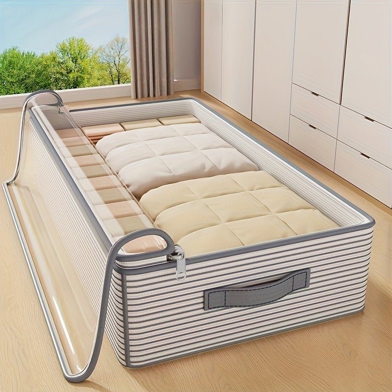 Large Storage Organizer Bag - Made from heavy-duty non-woven fabric with transparent windows, multi-layer clothing storage box suitable for wardrobes, under-bed, and travel. （L） - Image 7
