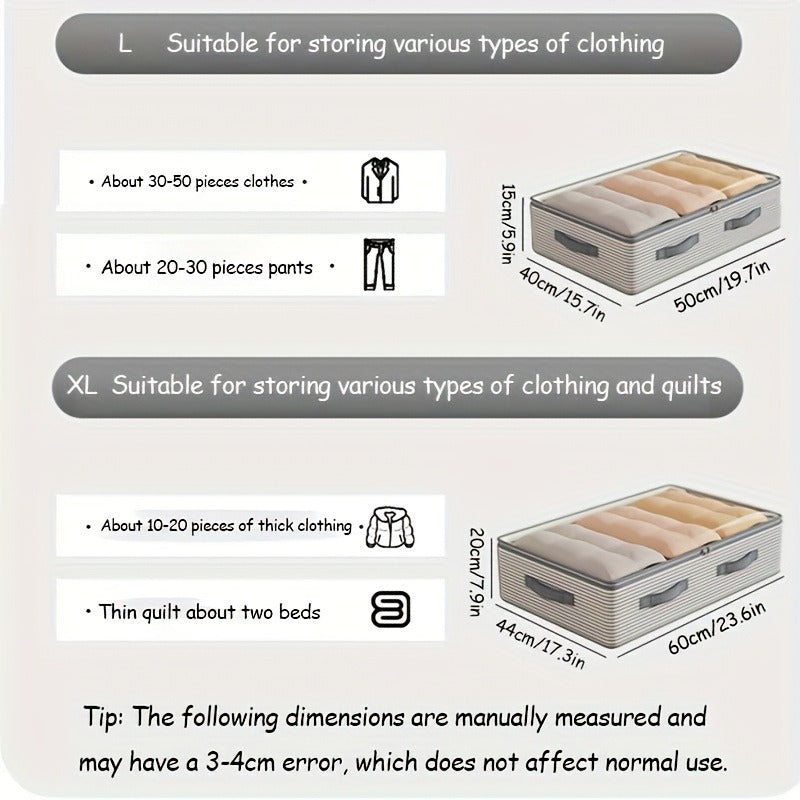 Large Storage Organizer Bag - Made from heavy-duty non-woven fabric with transparent windows, multi-layer clothing storage box suitable for wardrobes, under-bed, and travel. （XL） - Image 3