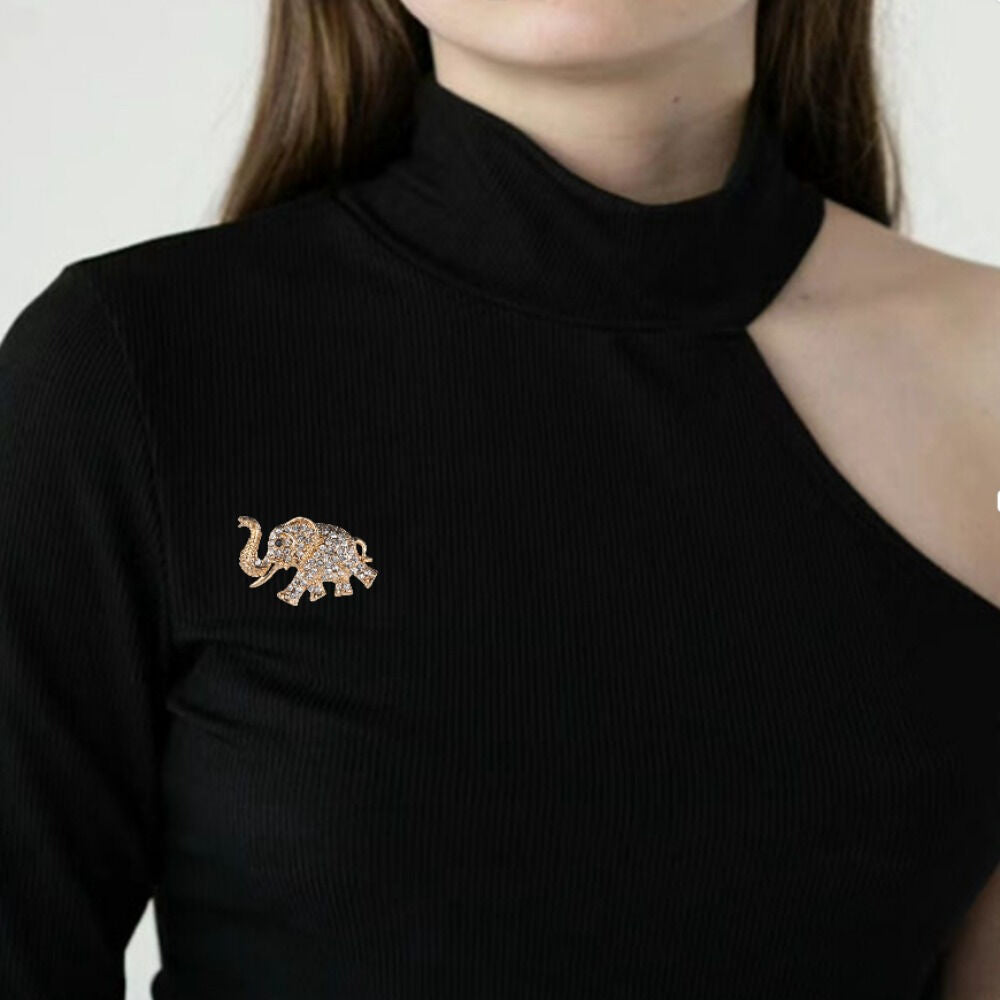"Crystal Elephant" Elegant Brooch: A 3.6cm Lightweight Silhouette Carrying Auspicious Wisdom, Sparkling Crystals Adorning Daily Wear and Celebratory Elegance - Image 2