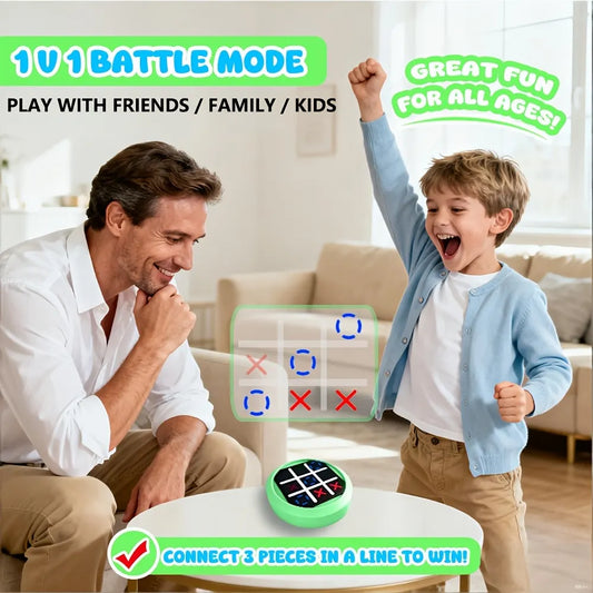 4-in-1 Electronic Tic Tac Toe Game: AI Battle, Two-Player Mode, Memory & Speed Challenge | Handheld Portable Game Console, Suitable for Both Kids and Adults (Batteries Not Included)（green） - Image 2