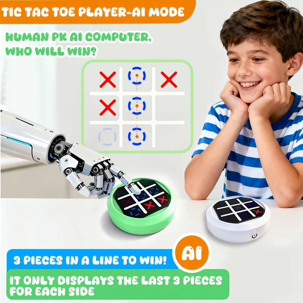 4-in-1 Electronic Tic Tac Toe Game: AI Battle, Two-Player Mode, Memory & Speed Challenge | Handheld Portable Game Console, Suitable for Both Kids and Adults (Batteries Not Included)（green） - Image 8