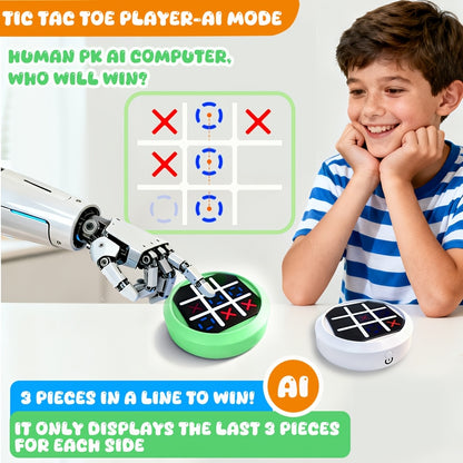 4-in-1 Electronic Tic Tac Toe Game: AI Battle, Two-Player Mode, Memory & Speed Challenge | Handheld Portable Game Console, Suitable for Both Kids and Adults (Batteries Not Included)（green） - Image 8