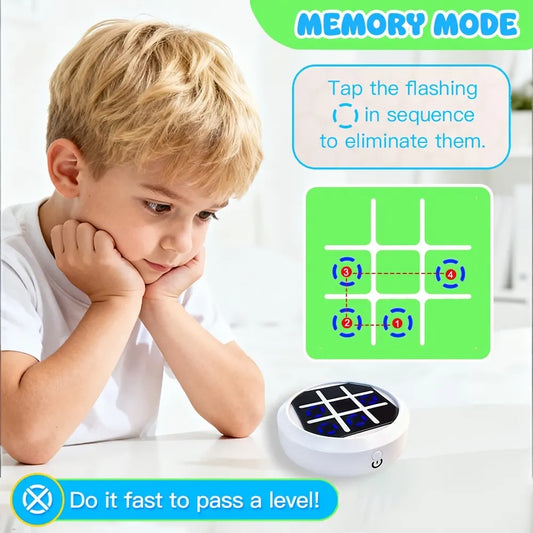 4-in-1 Electronic Tic Tac Toe Game: AI Battle, Two-Player Mode, Memory & Speed Challenge | Handheld Portable Game Console, Suitable for Both Kids and Adults (Batteries Not Included)（WHITE） - Image 2