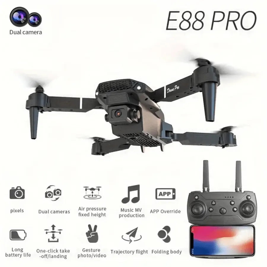 **E88 PRO All-in-One Gesture-Controlled Aerial Drone | Dual Adjustable HD Cameras + 3-Speed Wind Resistance + Touch-Free Operation, Smart Tracking with One-Click Editing, Perfect for Beginners and Outdoor Creativity** - Image 4