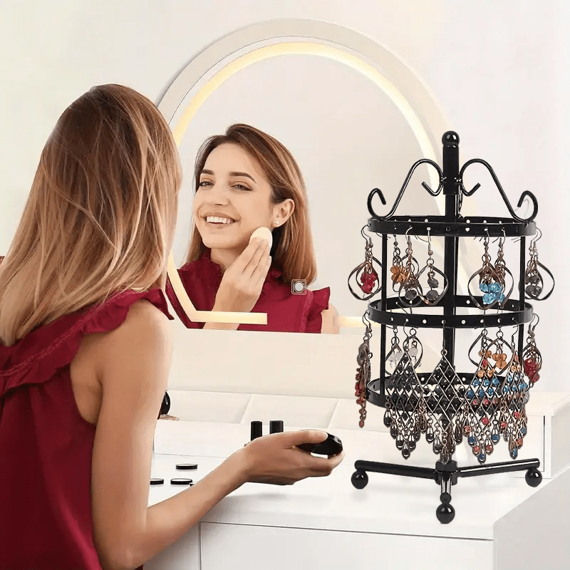 1 × Metal Detachable Rotating Earring Jewelry Stand, Storage Display Tower, Aesthetic Room Decor, Home Decoration, Valentine's Day Gift Jewelry Tower, Jewelry Organizer - Image 2