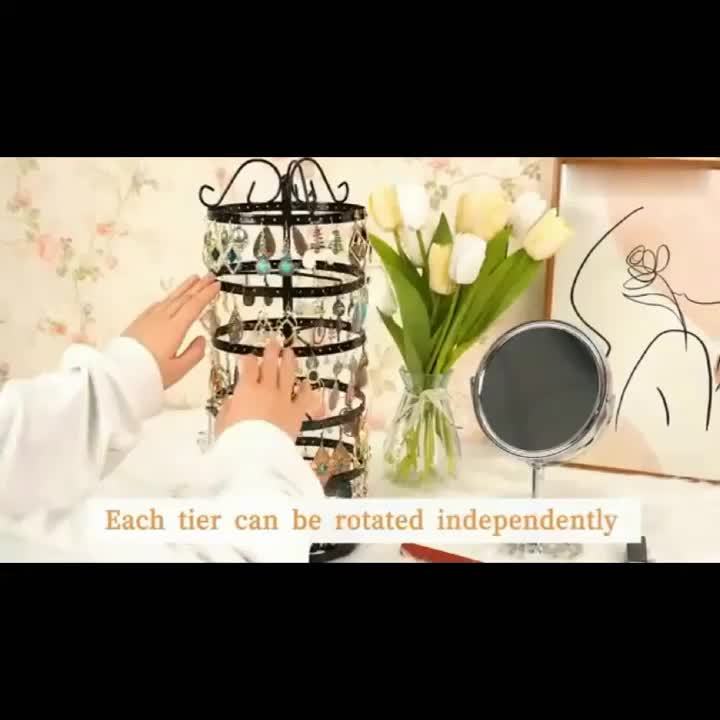 1 × Metal Detachable Rotating Earring Jewelry Stand, Storage Display Tower, Aesthetic Room Decor, Home Decoration, Valentine's Day Gift Jewelry Tower, Jewelry Organizer - Image 3