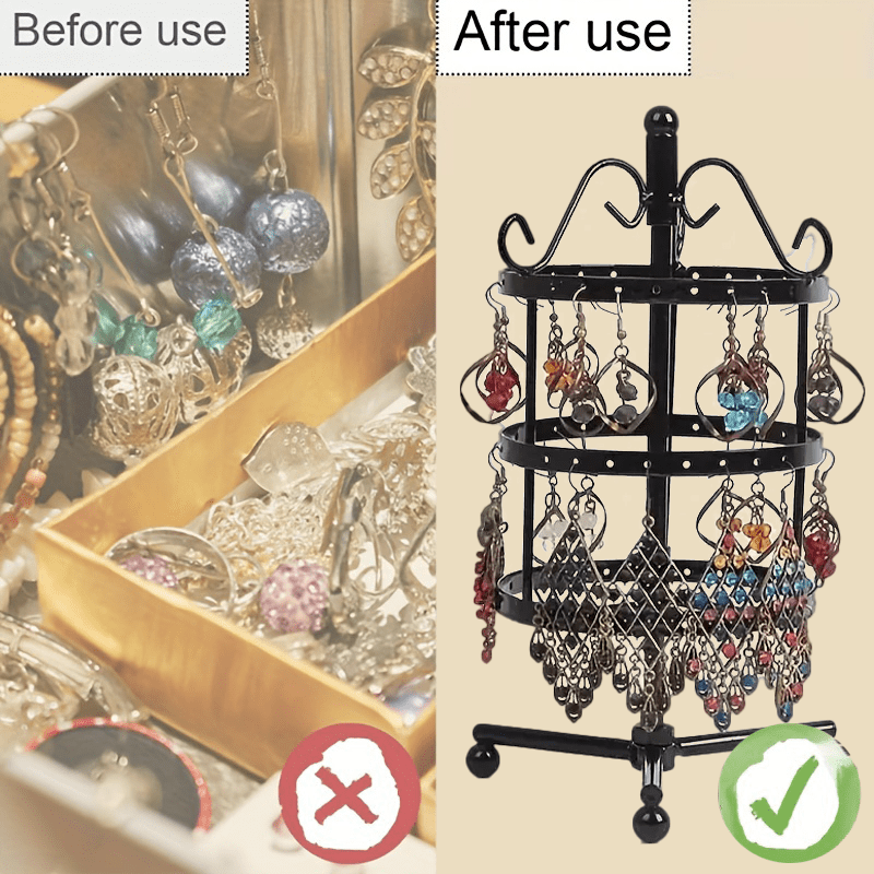 1 × Metal Detachable Rotating Earring Jewelry Stand, Storage Display Tower, Aesthetic Room Decor, Home Decoration, Valentine's Day Gift Jewelry Tower, Jewelry Organizer - Image 5