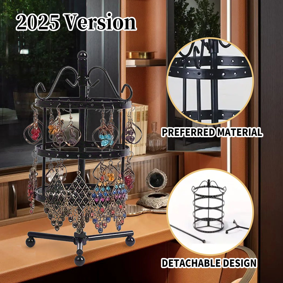 1 × Metal Detachable Rotating Earring Jewelry Stand, Storage Display Tower, Aesthetic Room Decor, Home Decoration, Valentine's Day Gift Jewelry Tower, Jewelry Organizer - Image 6