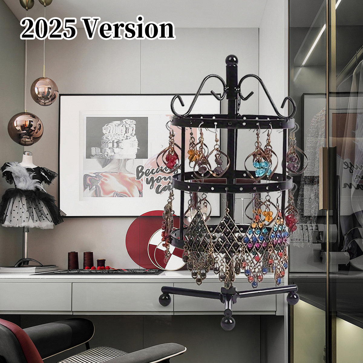 1 × Metal Detachable Rotating Earring Jewelry Stand, Storage Display Tower, Aesthetic Room Decor, Home Decoration, Valentine's Day Gift Jewelry Tower, Jewelry Organizer - Image 9