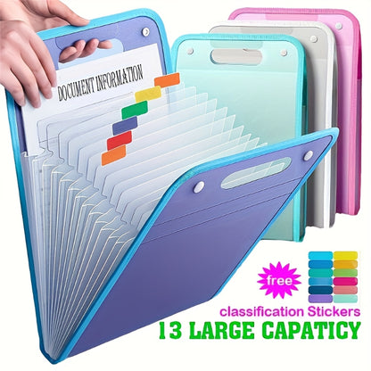 13-Pocket Accordion File Folder — A4 Portable Vertical Folding Organizer with Index Tabs, Suitable for School, Office, Student, and Professional Document Organization, Made of High-Clarity Waterproof Material, Expandable Multi-Functional File Pouch（pink） - Image 3