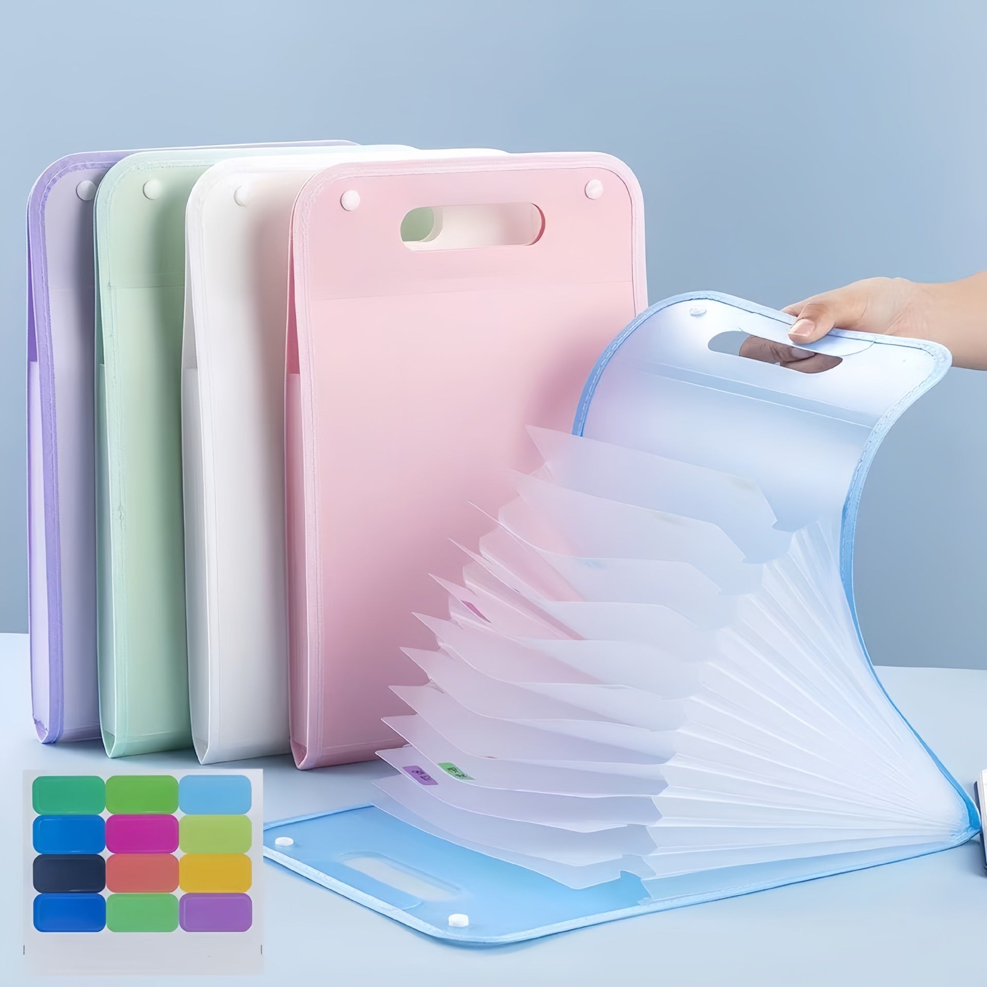 13-Pocket Accordion File Folder — A4 Portable Vertical Folding Organizer with Index Tabs, Suitable for School, Office, Student, and Professional Document Organization, Made of High-Clarity Waterproof Material, Expandable Multi-Functional File Pouch（GREEN） - Image 2