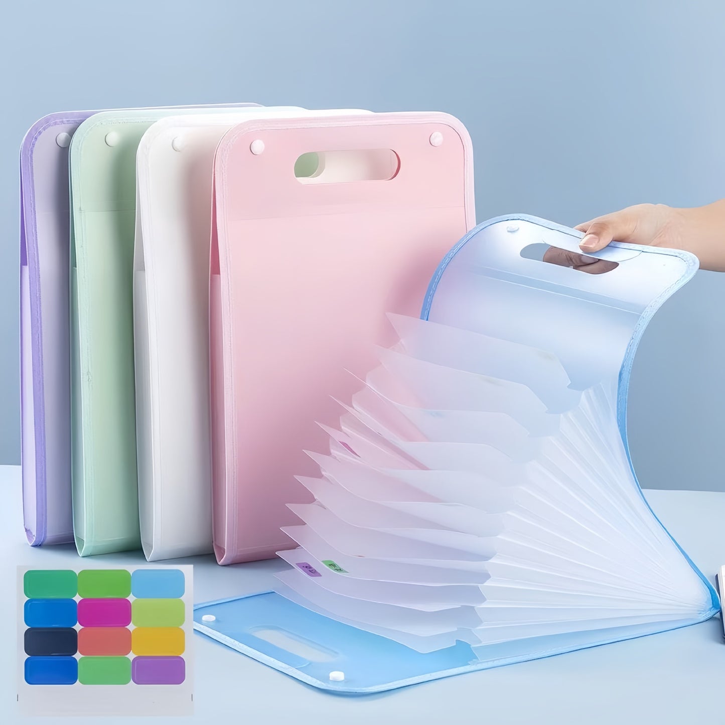 13-Pocket Accordion File Folder — A4 Portable Vertical Folding Organizer with Index Tabs, Suitable for School, Office, Student, and Professional Document Organization, Made of High-Clarity Waterproof Material, Expandable Multi-Functional File Pouch（PURPLE - Image 3