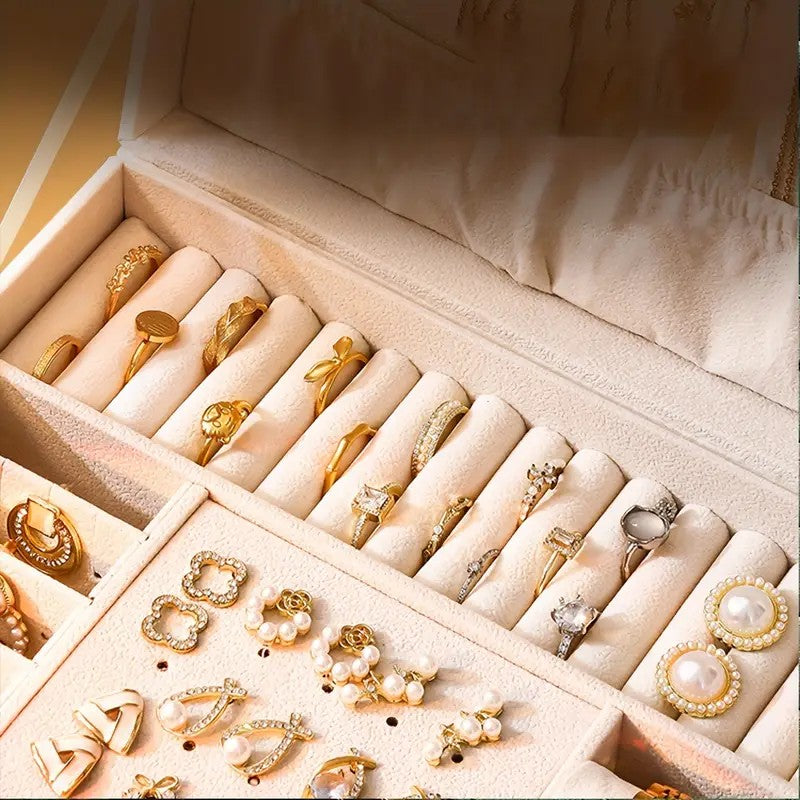 Black  High-end Jewelry Storage Box for Necklaces, Earrings, Ear Studs, Bracelets, Rings, Exquisite Accessories, Gold, and Jewelry – Large Capacity, Ideal as a Gift for Mother’s Day, Father’s Day, Teacher’s Day, Halloween, Thanksgiving, and Christmas. - Image 5