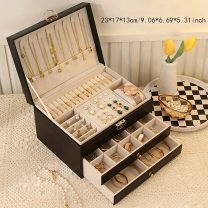 Green  High-end Jewelry Storage Box for Necklaces, Earrings, Ear Studs, Bracelets, Rings, Exquisite Accessories, Gold, and Jewelry – Large Capacity, Ideal as a Gift for Mother’s Day, Father’s Day, Teacher’s Day, Halloween, Thanksgiving, and Christmas. - Image 8