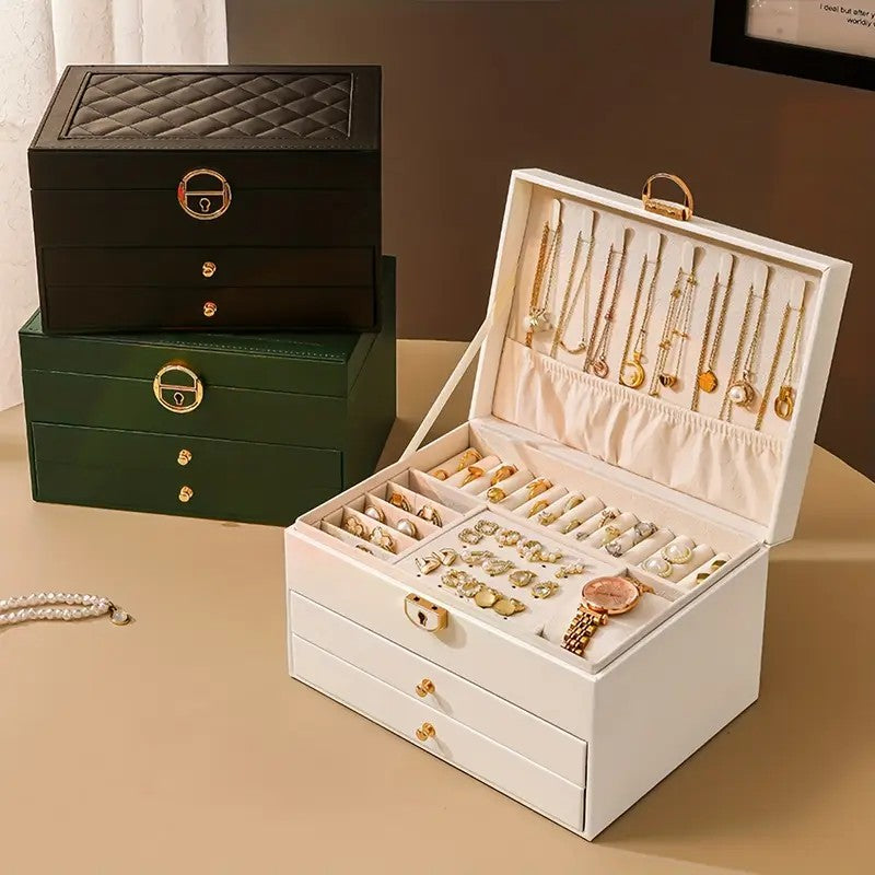 Green  High-end Jewelry Storage Box for Necklaces, Earrings, Ear Studs, Bracelets, Rings, Exquisite Accessories, Gold, and Jewelry – Large Capacity, Ideal as a Gift for Mother’s Day, Father’s Day, Teacher’s Day, Halloween, Thanksgiving, and Christmas. - Image 9
