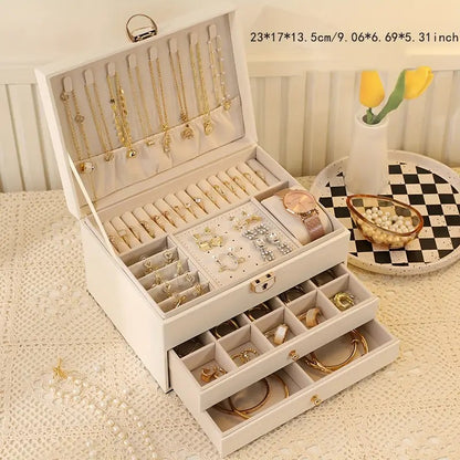 Pink High-end Jewelry Storage Box for Necklaces, Earrings, Ear Studs, Bracelets, Rings, Exquisite Accessories, Gold, and Jewelry – Large Capacity, Ideal as a Gift for Mother’s Day, Father’s Day, Teacher’s Day, Halloween, Thanksgiving, and Christmas. - Image 8