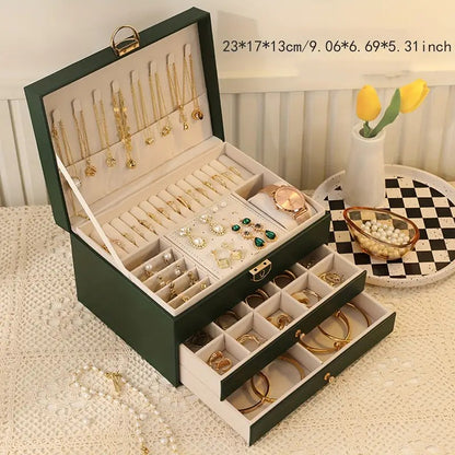 Pink High-end Jewelry Storage Box for Necklaces, Earrings, Ear Studs, Bracelets, Rings, Exquisite Accessories, Gold, and Jewelry – Large Capacity, Ideal as a Gift for Mother’s Day, Father’s Day, Teacher’s Day, Halloween, Thanksgiving, and Christmas. - Image 9