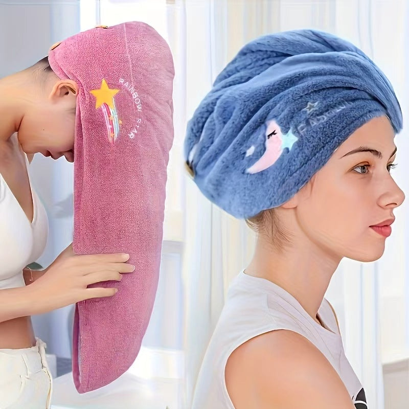 Ladies' Soft Quick-Dry Shower Cap Towel - Delicate Embroidery, Essential for a Refreshing Bath（light blue） - Image 3