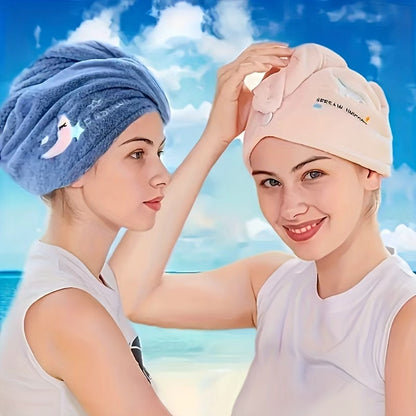 Ladies' Soft Quick-Dry Shower Cap Towel - Delicate Embroidery, Essential for a Refreshing Bath（violet） - Image 2