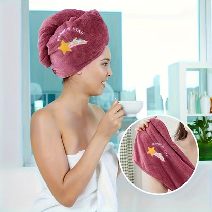 Ladies' Soft Quick-Dry Shower Cap Towel - Delicate Embroidery, Essential for a Refreshing Bath（violet） - Image 4