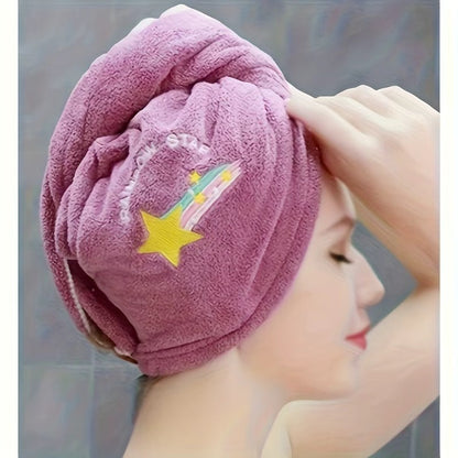 Ladies' Soft Quick-Dry Shower Cap Towel - Delicate Embroidery, Essential for a Refreshing Bath（violet） - Image 5