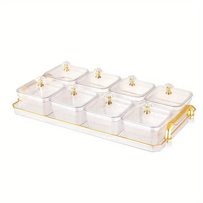 1-Piece 8-Compartment Snack Tray, BPA-Free Plastic Food-Grade Snack Organizer, Perfect for Nuts, Fruits, Candies, Potato Chips - Elegant Gold Decor for Home Entertainment, Party Snack Table Decoration, Party Snack Storage Box | Gold-Plated Tray - Image 3