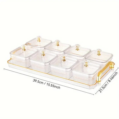 1-Piece 8-Compartment Snack Tray, BPA-Free Plastic Food-Grade Snack Organizer, Perfect for Nuts, Fruits, Candies, Potato Chips - Elegant Gold Decor for Home Entertainment, Party Snack Table Decoration, Party Snack Storage Box | Gold-Plated Tray - Image 4