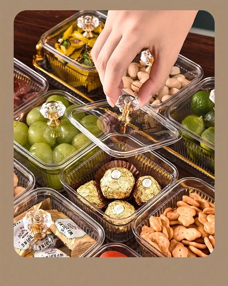 1-Piece 8-Compartment Snack Tray, BPA-Free Plastic Food-Grade Snack Organizer, Perfect for Nuts, Fruits, Candies, Potato Chips - Elegant Gold Decor for Home Entertainment, Party Snack Table Decoration, Party Snack Storage Box | Gold-Plated Tray - Image 5