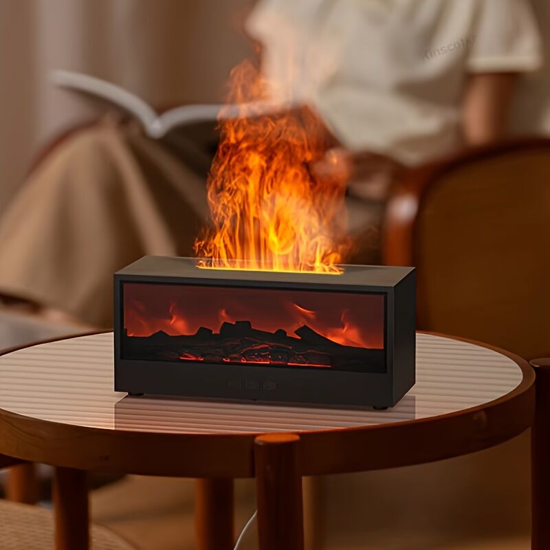 Aromatic Essential Oil Fireplace Diffuser Color Flame Diffuser Bonfire Fireplace Humidifier with Remote for Home and Office(WHITE) - Image 2