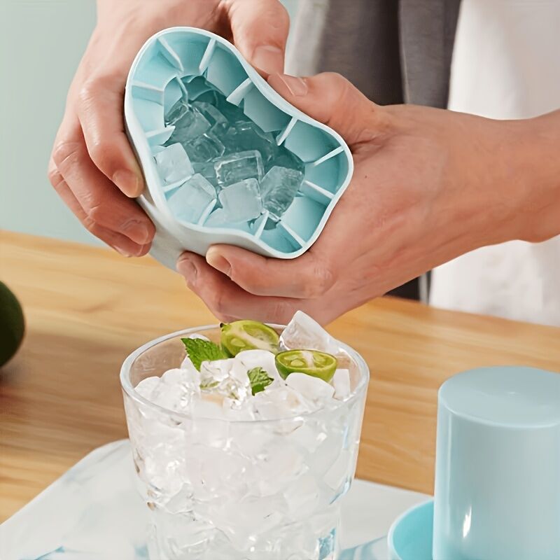 1 pc blue Silicone Ice Cube Cup – Freezable & Reusable Ice Maker, Perfect for Home, Bar, Pub, Club, and Outdoor Summer Drinks in Light Blue, Ideal for Cocktails and Fresh Fruit Infusions - Image 4