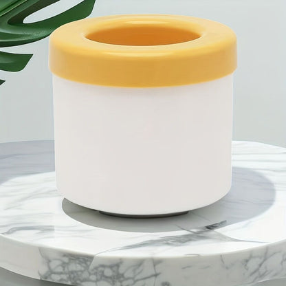 1 pc white+yellow Silicone Ice Cube Cup – Freezable & Reusable Ice Maker, Perfect for Home, Bar, Pub, Club, and Outdoor Summer Drinks in Light Blue, Ideal for Cocktails and Fresh Fruit Infusions