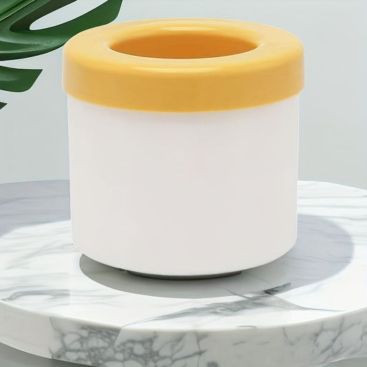 1 pc white+yellow Silicone Ice Cube Cup – Freezable & Reusable Ice Maker, Perfect for Home, Bar, Pub, Club, and Outdoor Summer Drinks in Light Blue, Ideal for Cocktails and Fresh Fruit Infusions