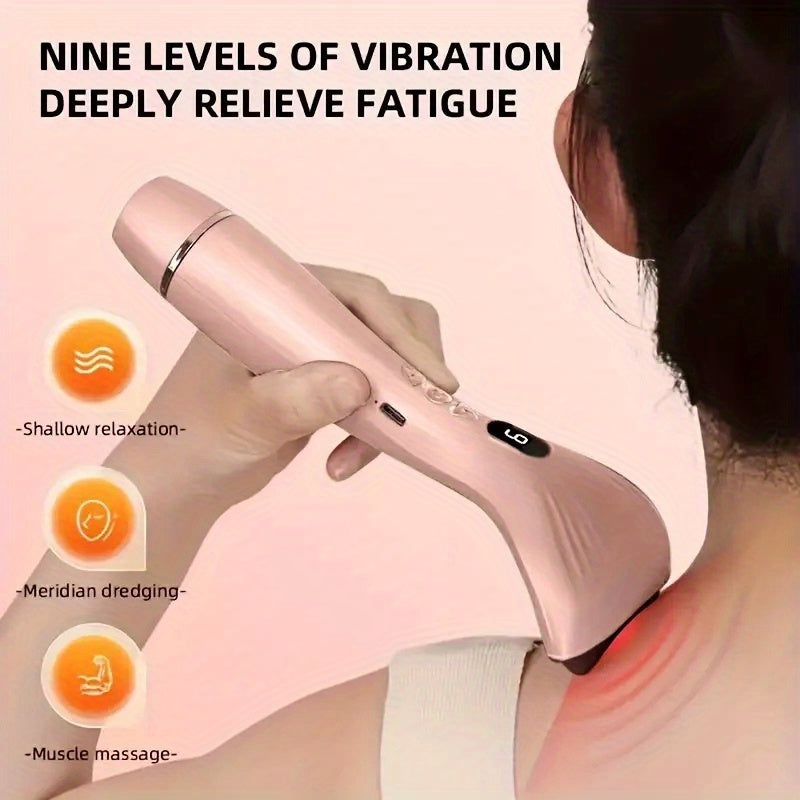 USB Electric Gua Sha Massager, Electric Massager, Heated Vibration Gua Sha Board, Suitable for Neck, Shoulder, and Back Massage Tools, Ideal for Beauty/Daily Relaxation, Home Personal Care Tool（pink)） - Image 5